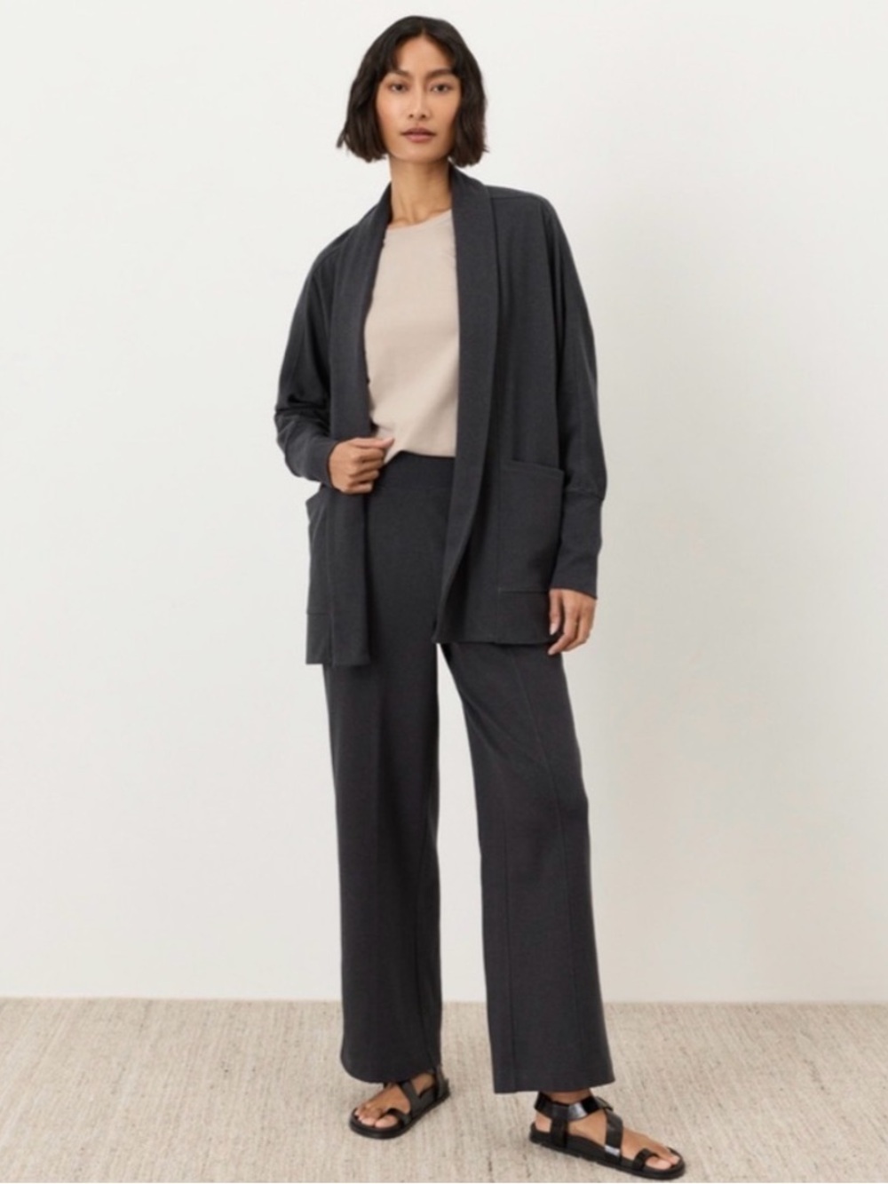 Pact Organic Cotton “Airplane” Size Small Black Wrap Sweater